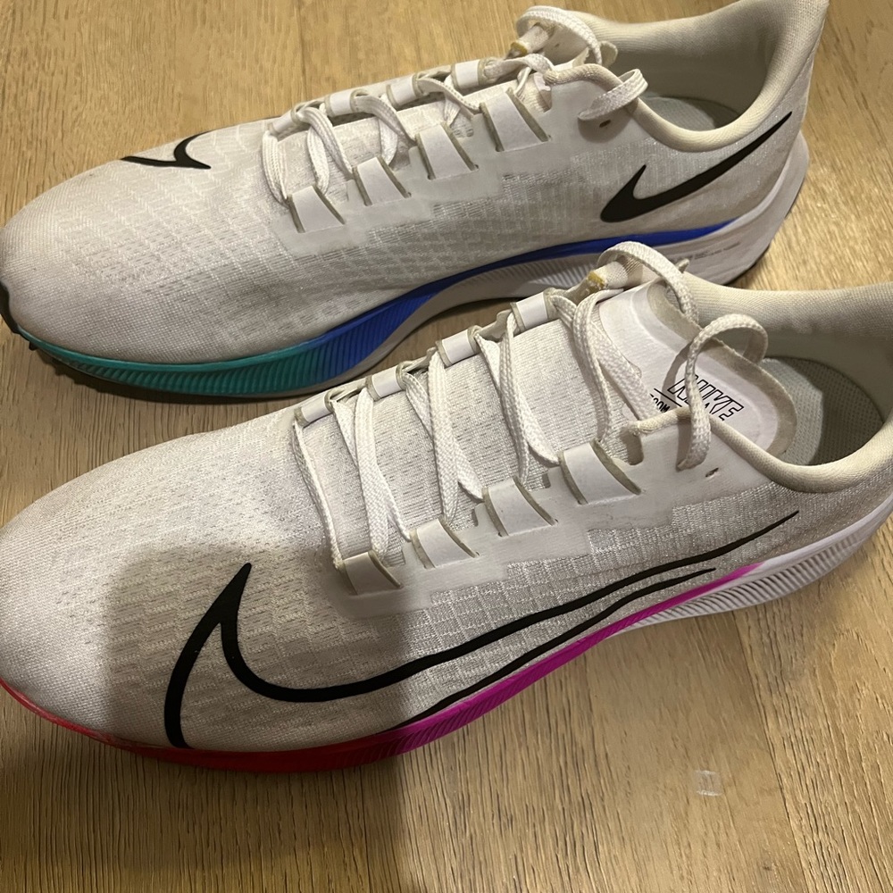 NIKE AIR Zoom Pegasus 37 White Multi Men’s Running Shoes Size 15 Preowned